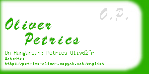 oliver petrics business card